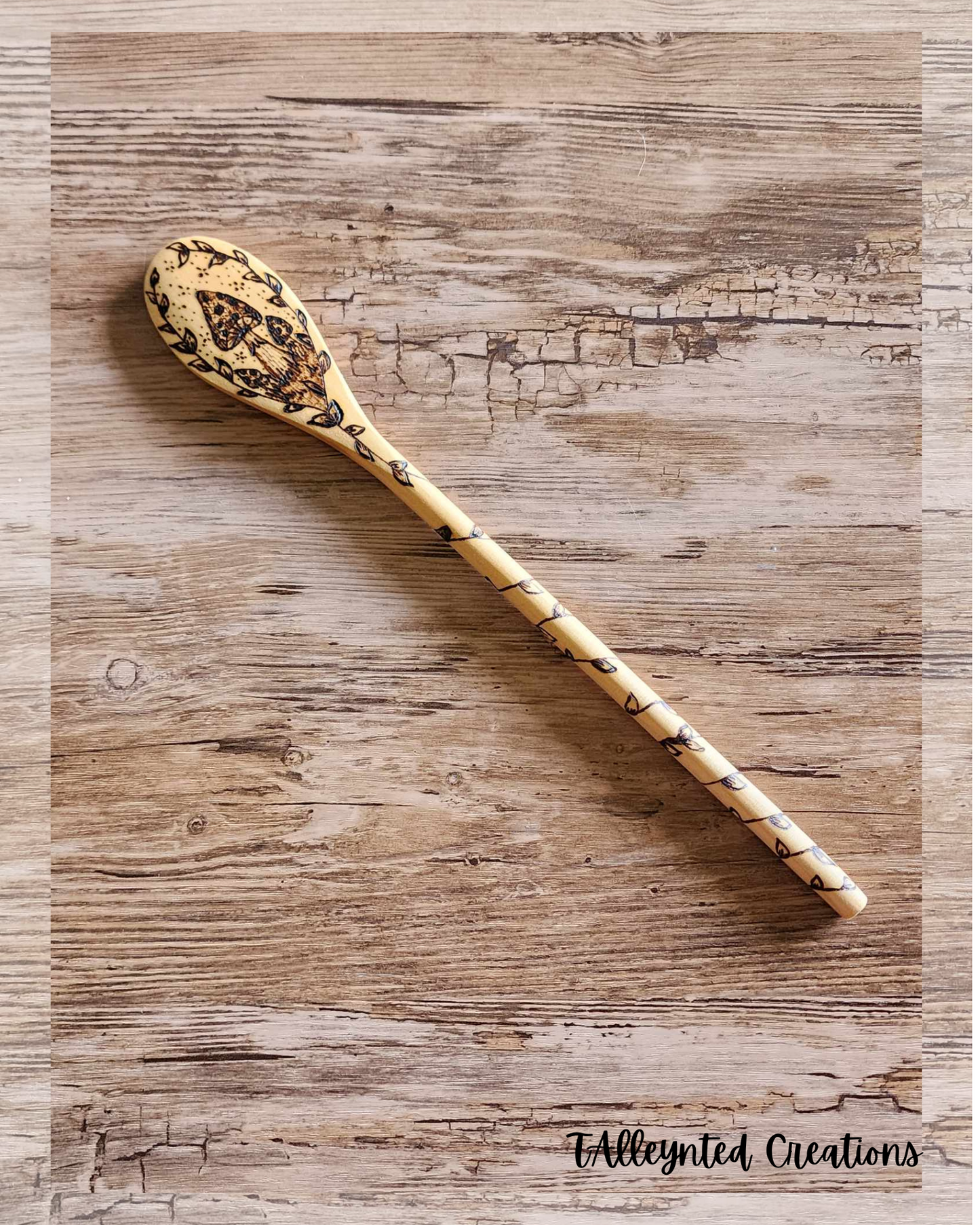 Hand burned wooden spoons "Food Save"