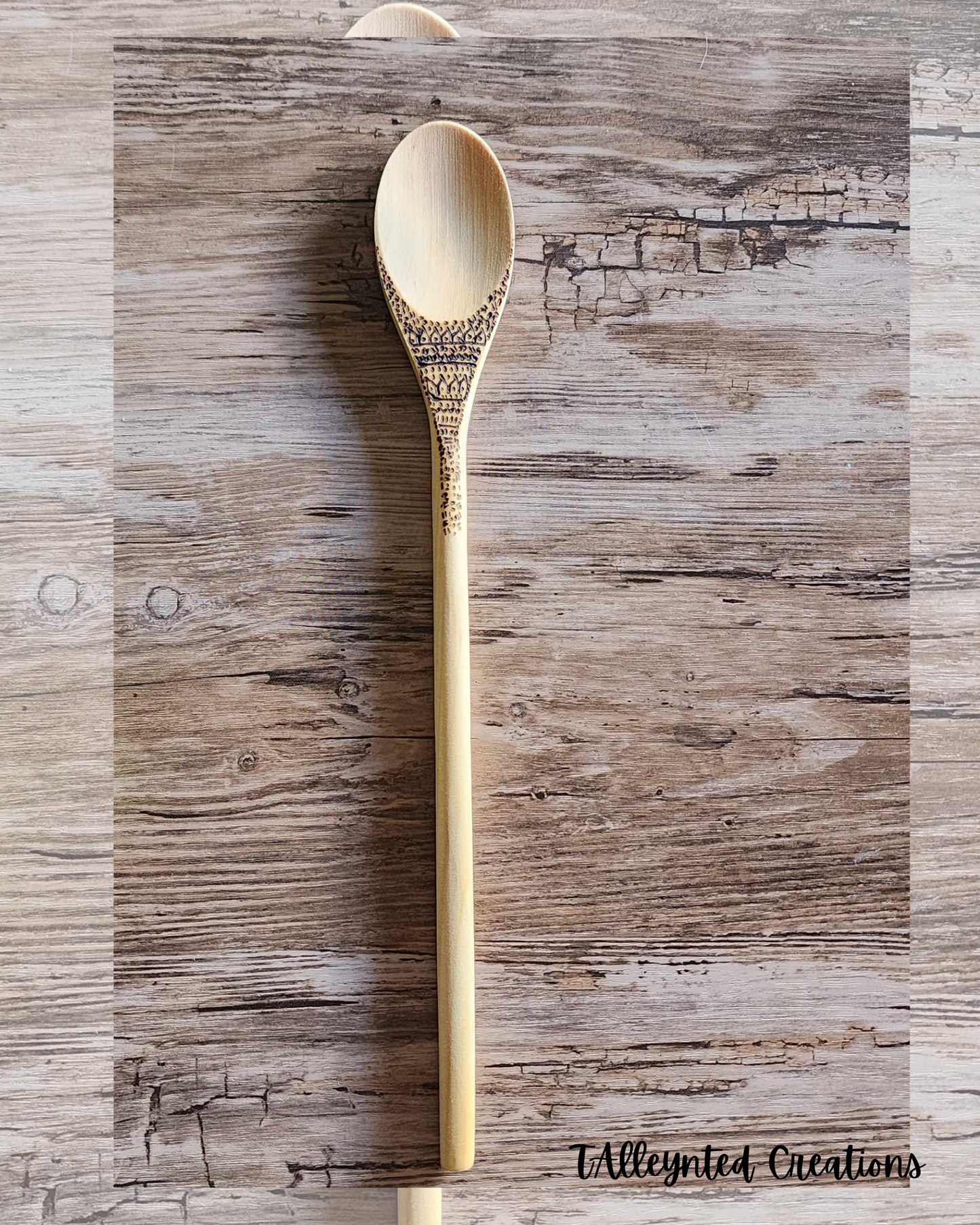 Hand burned wooden spoons "Food Save"
