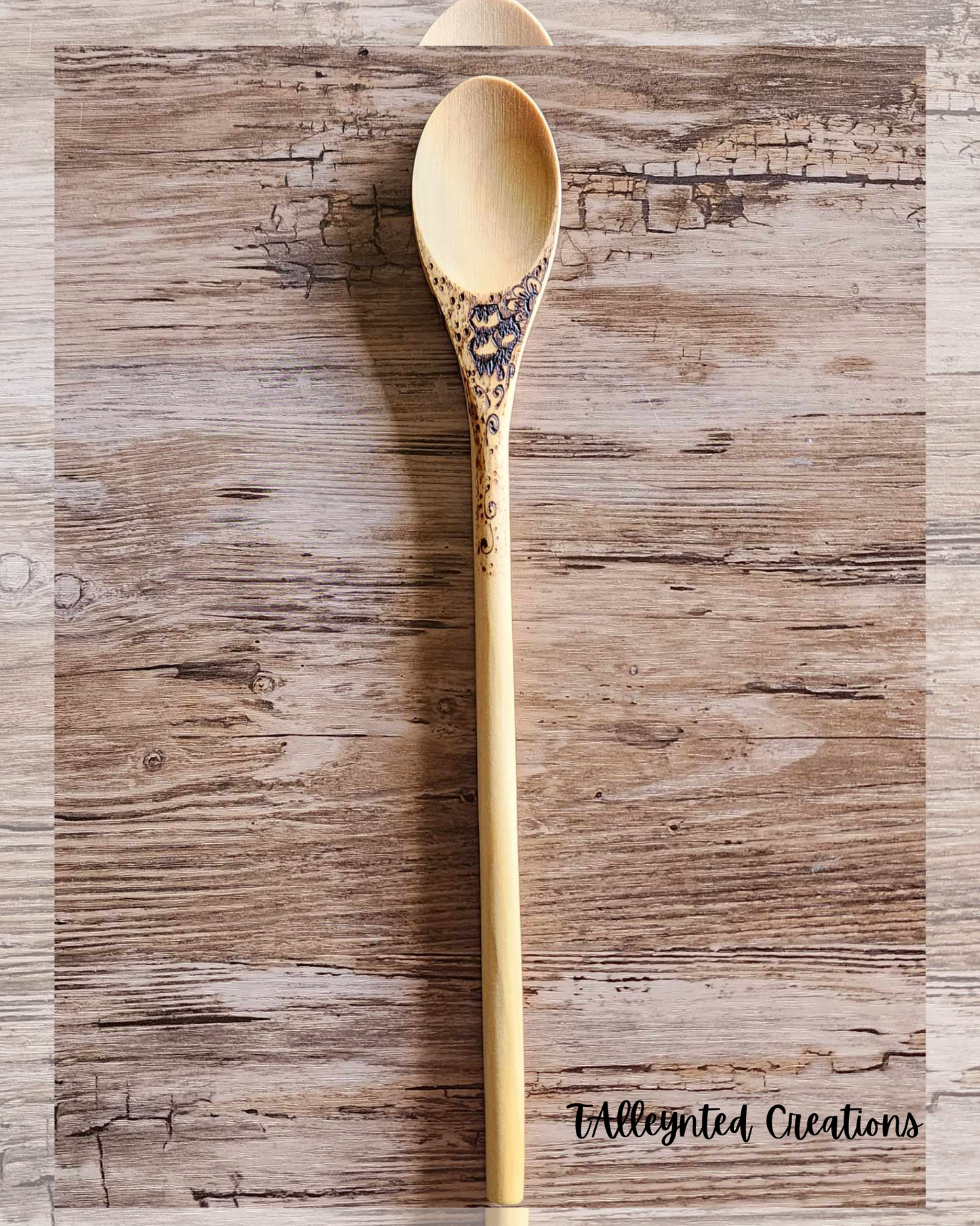 Hand burned wooden spoons "Food Save"