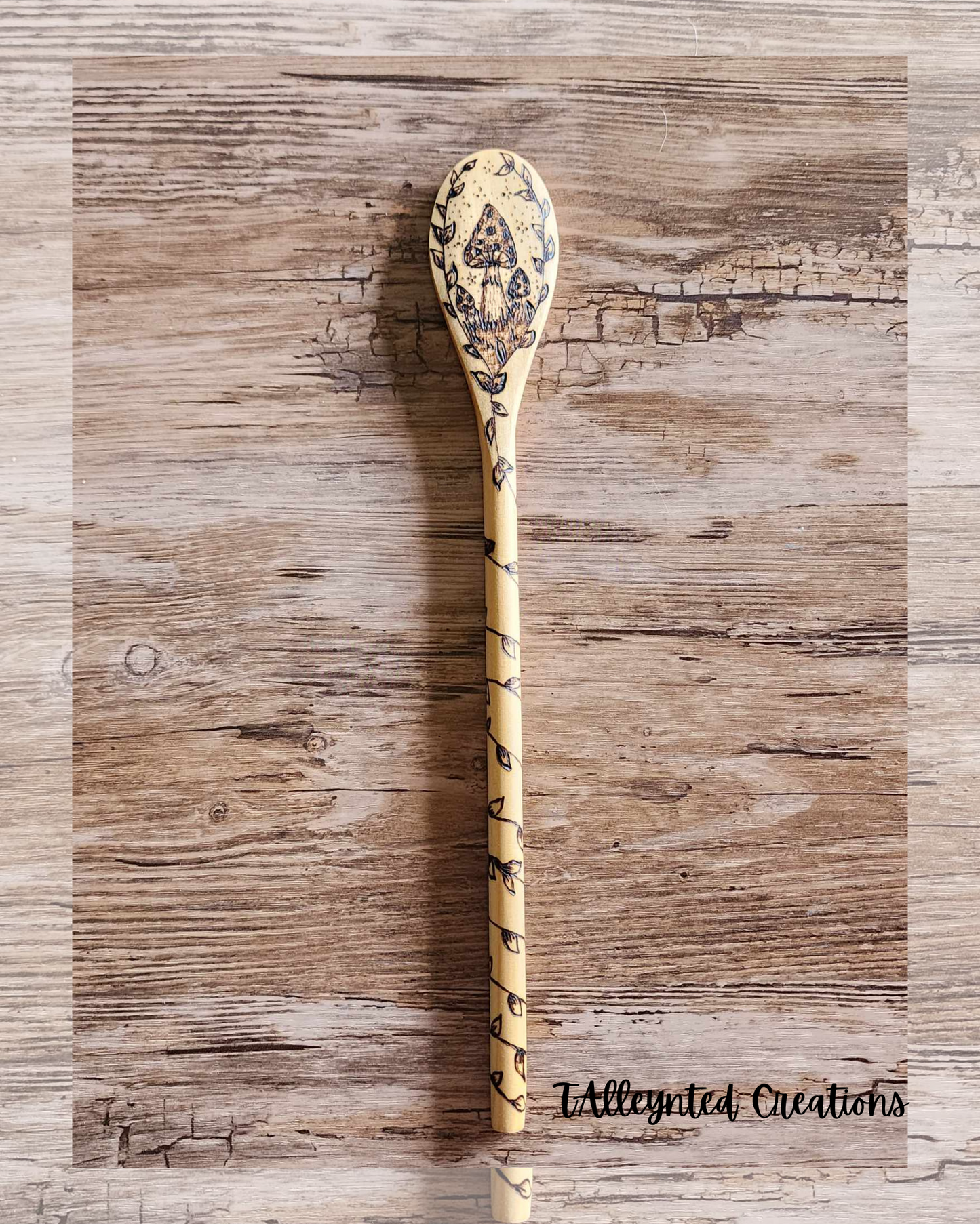 Hand burned wooden spoons "Food Save"