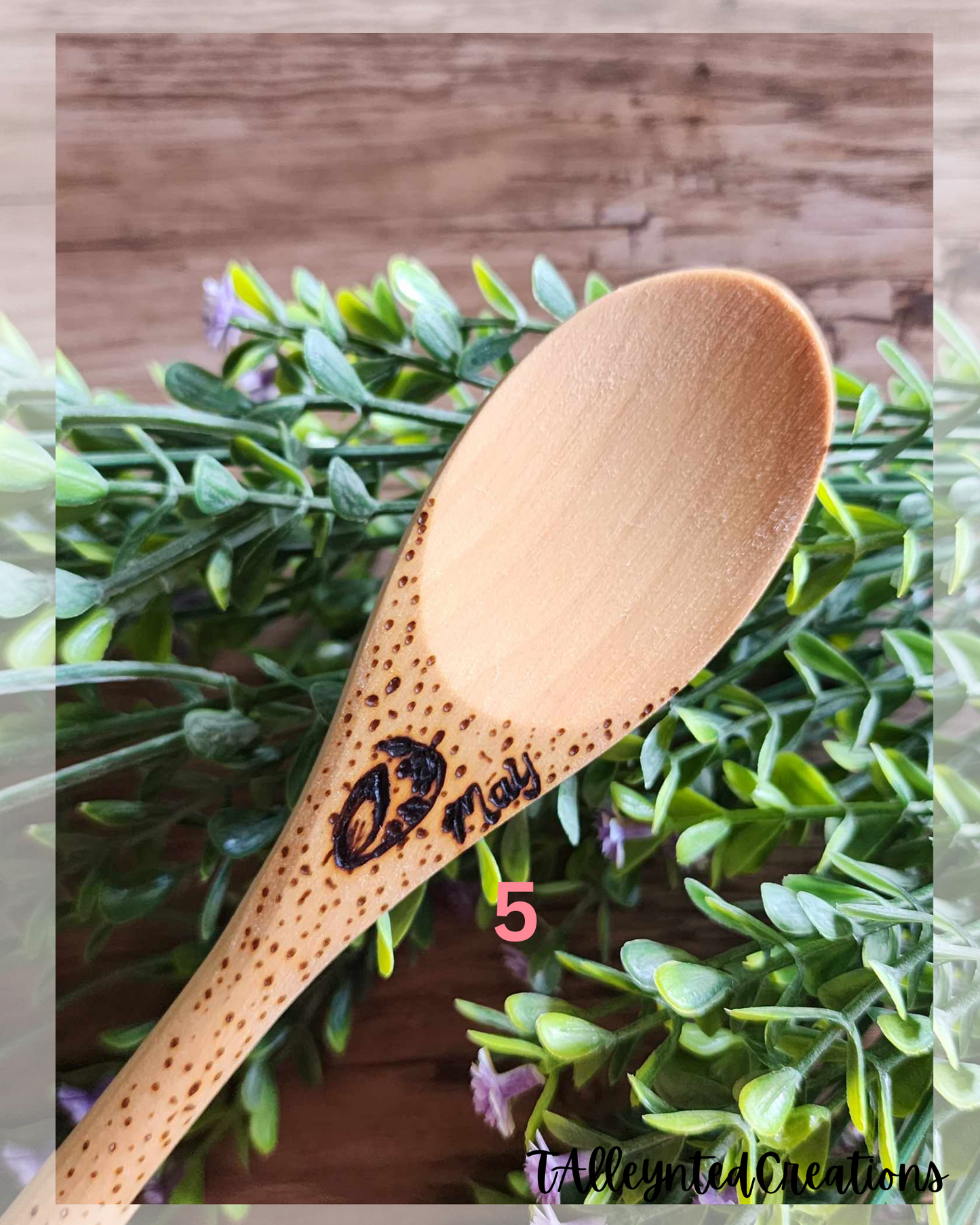 Hand burned wooden spoons "Food Save"