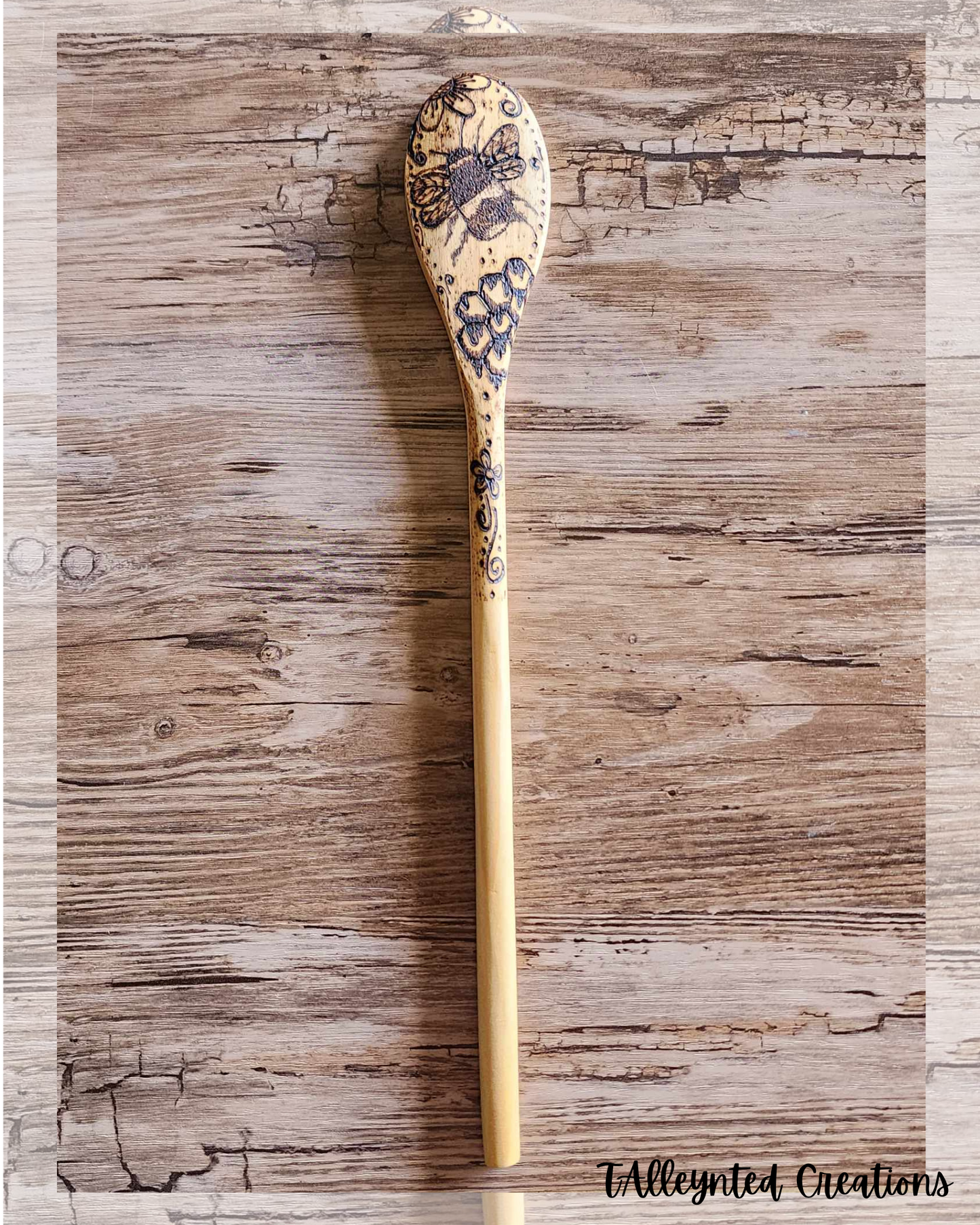 Hand burned wooden spoons "Food Save"