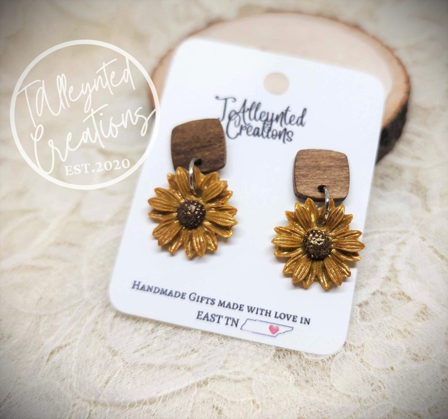 Flower wood stud Earrings