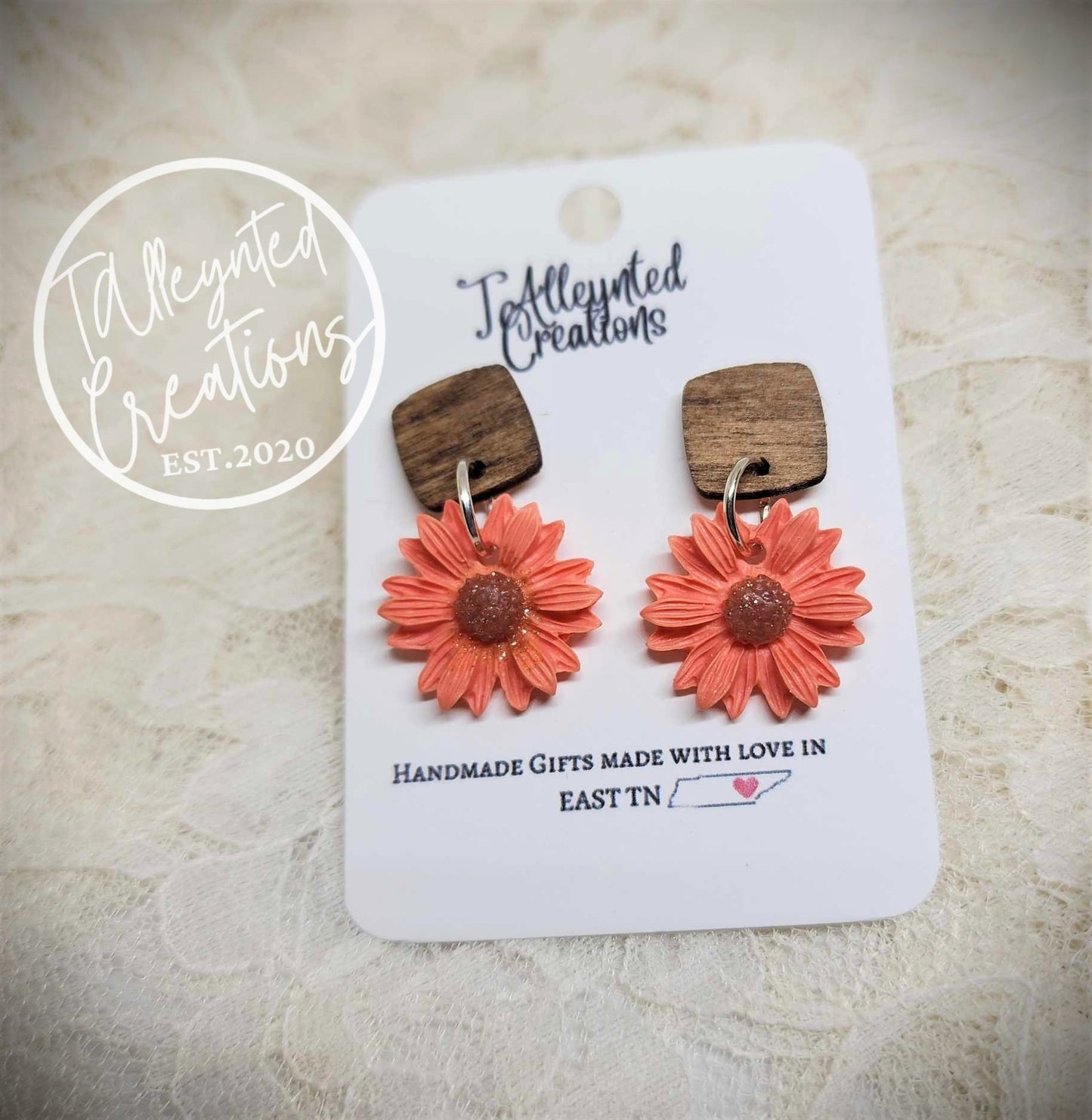 Flower wood stud Earrings