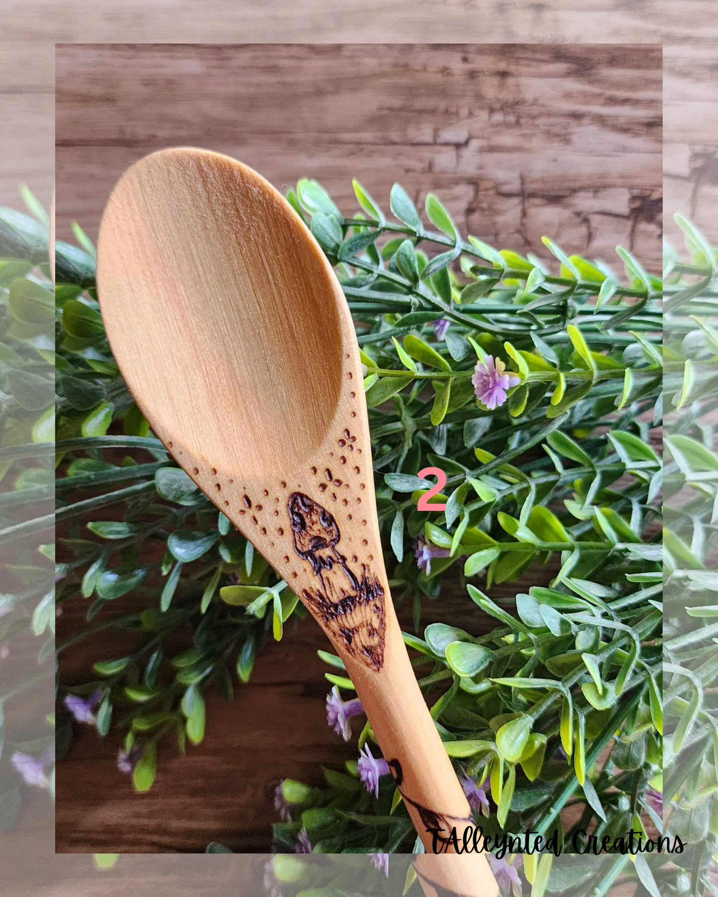 Hand burned wooden spoons "Food Save"