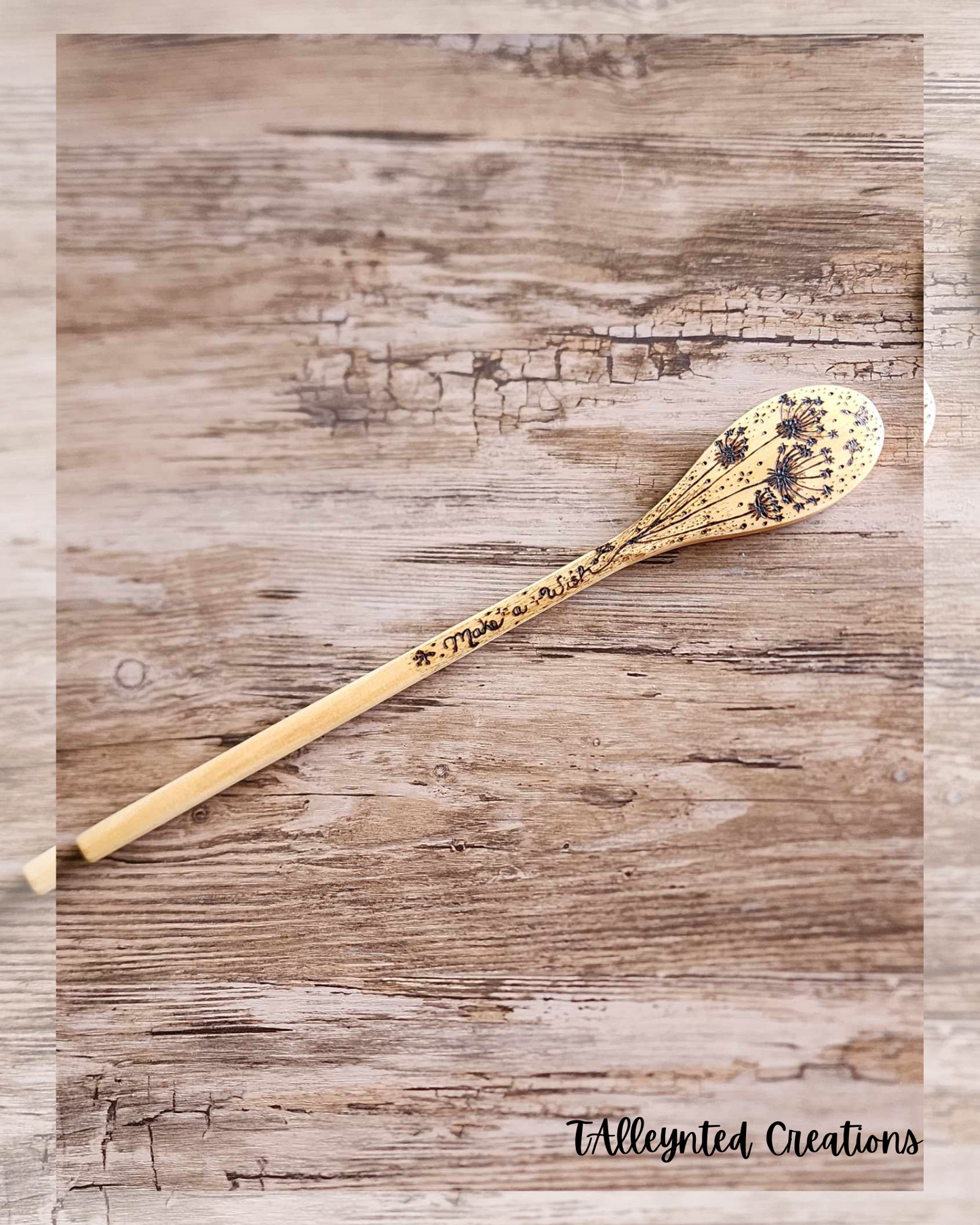 Hand burned wooden spoons "Food Save"