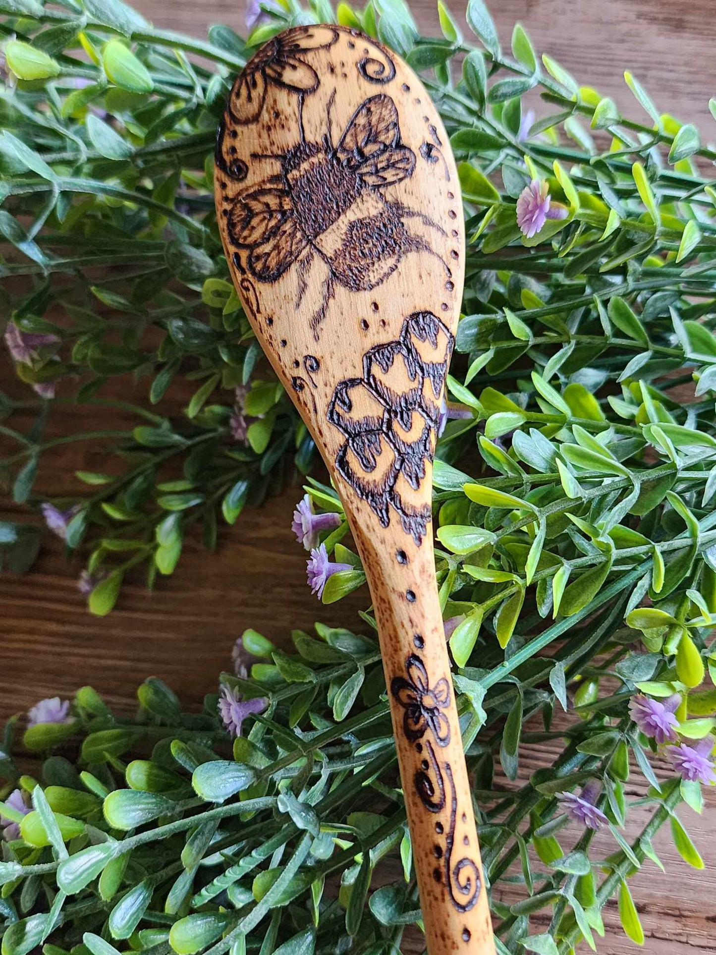 Hand burned wooden spoons "Food Save"