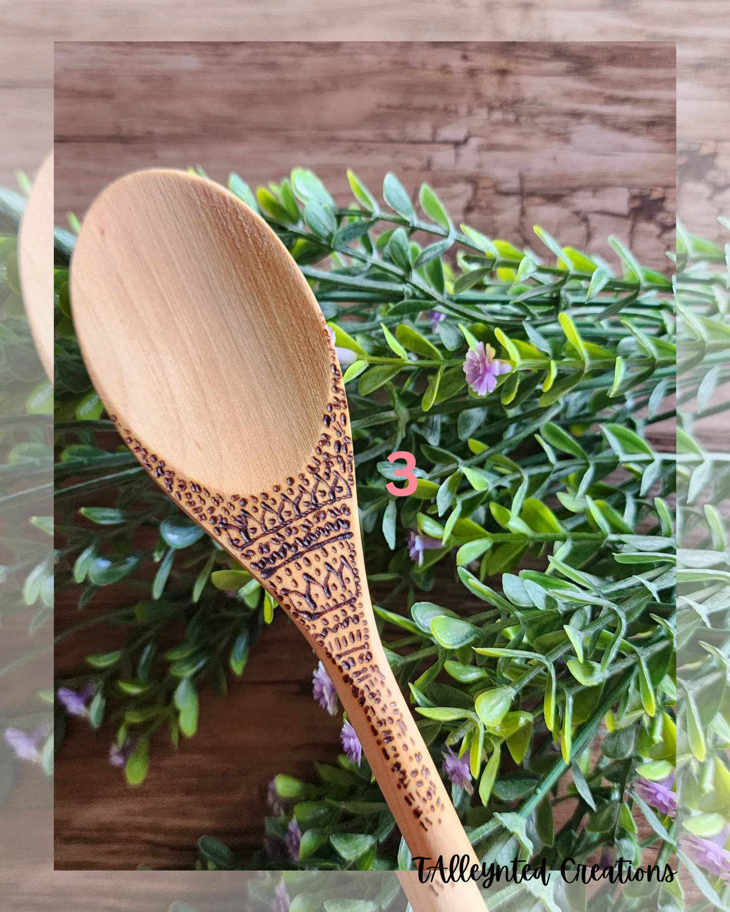 Hand burned wooden spoons "Food Save"