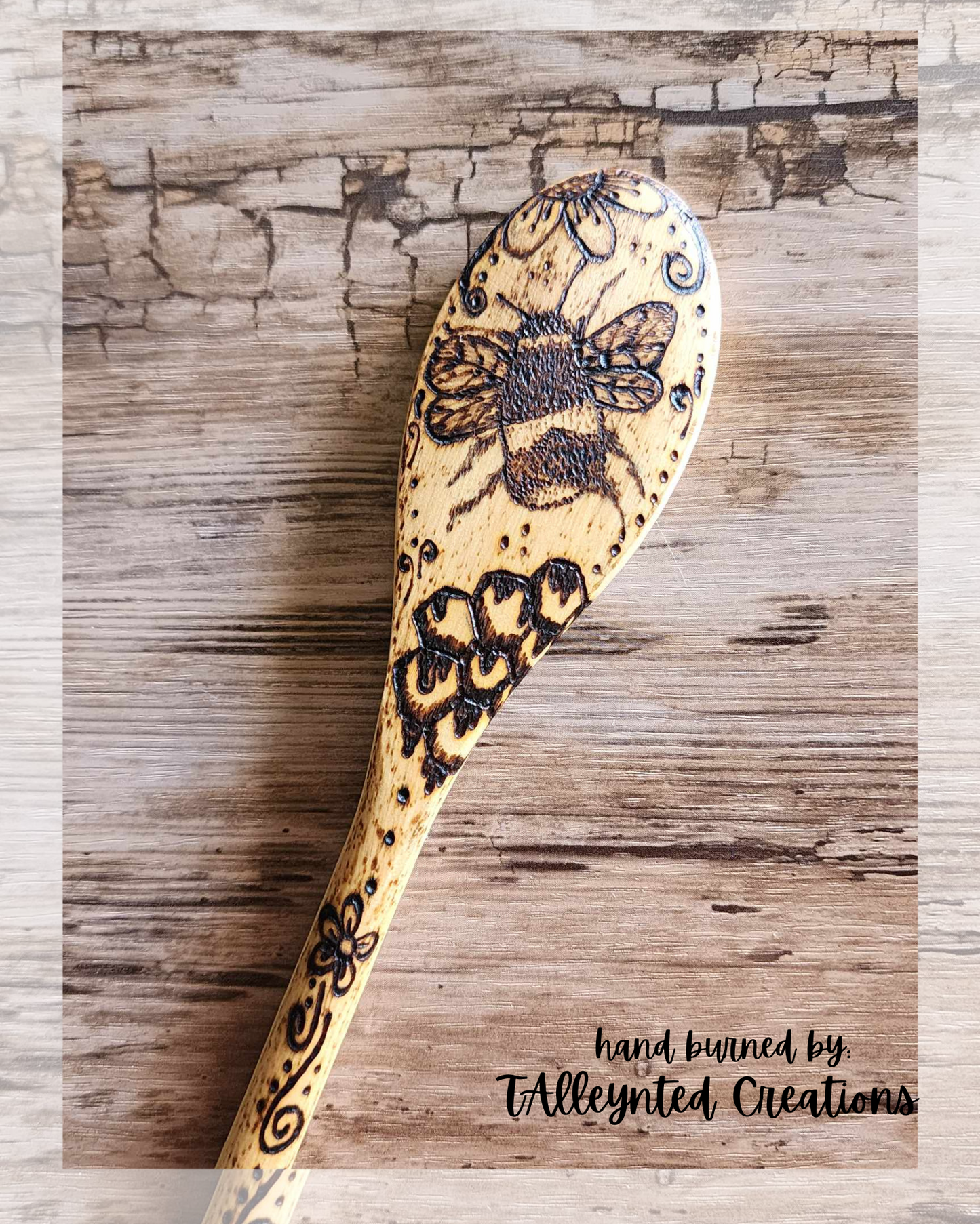 Hand burned wooden spoons "Food Save"