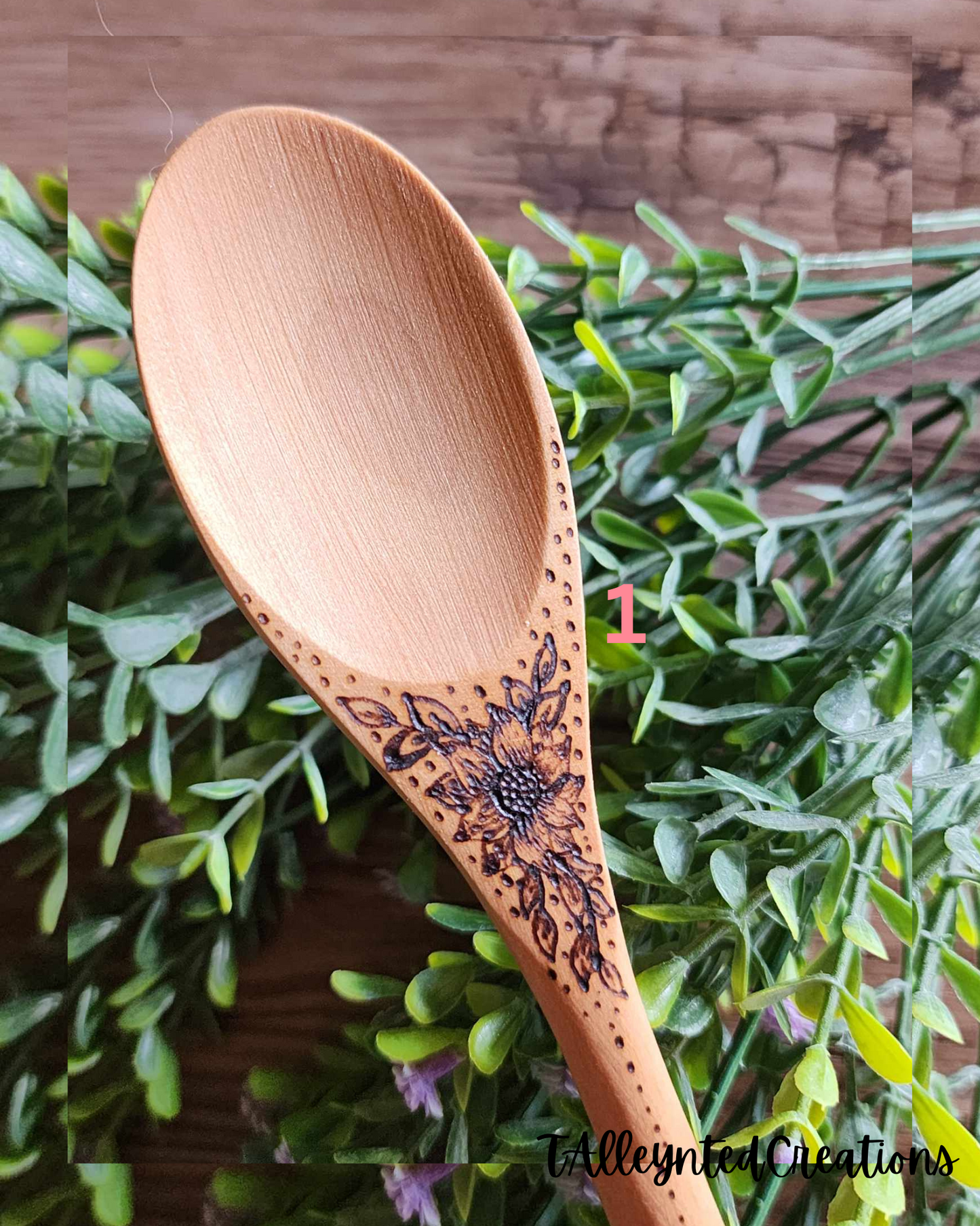 Hand burned wooden spoons "Food Save"