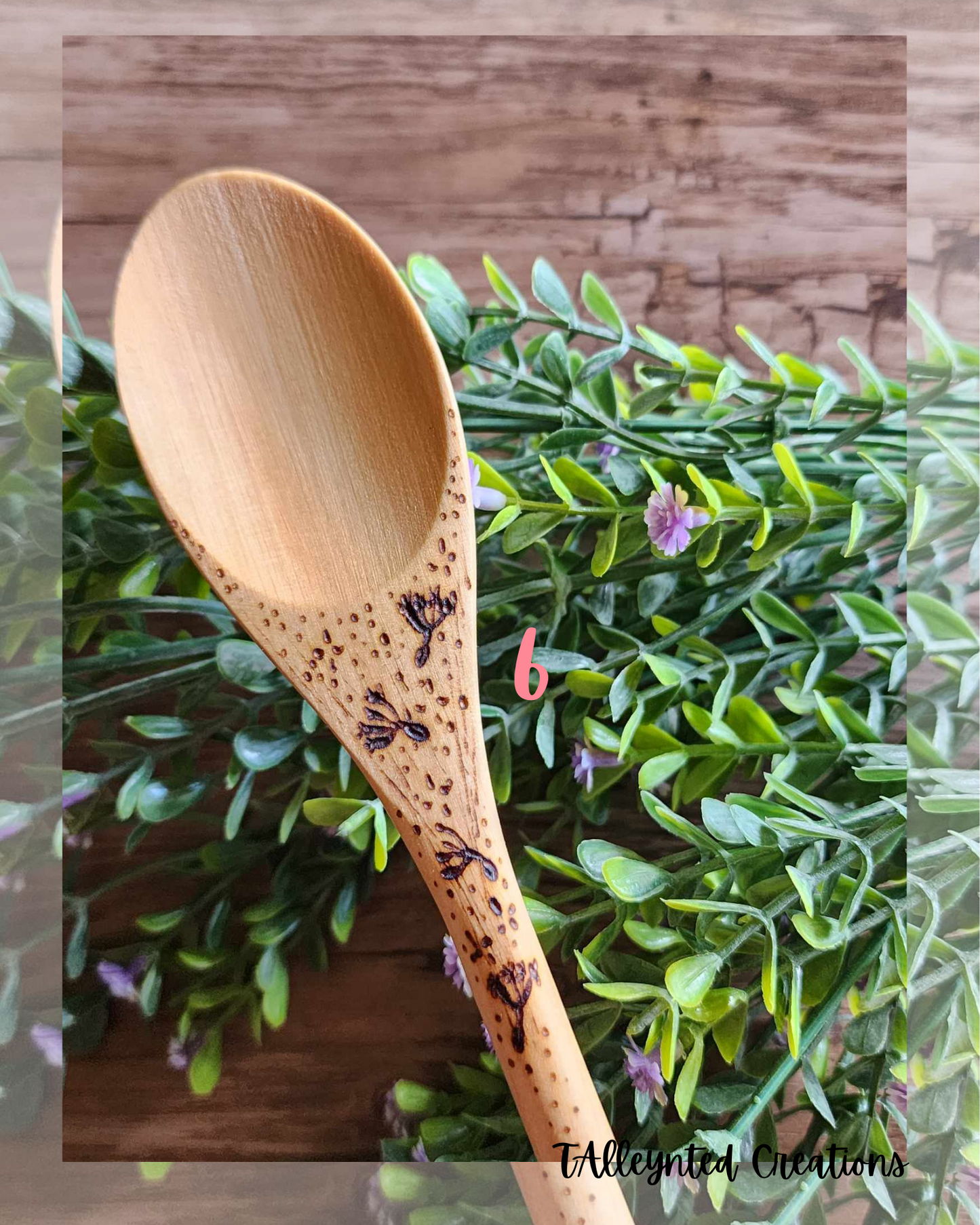 Hand burned wooden spoons "Food Save"