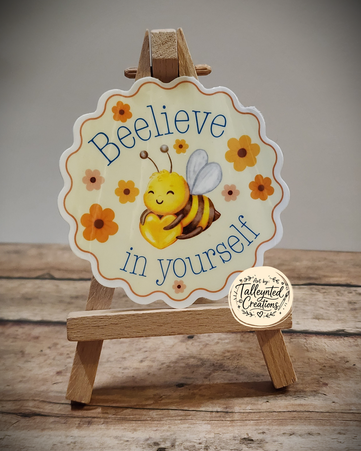 "Beelieve in yourself" wild honey bee sticker