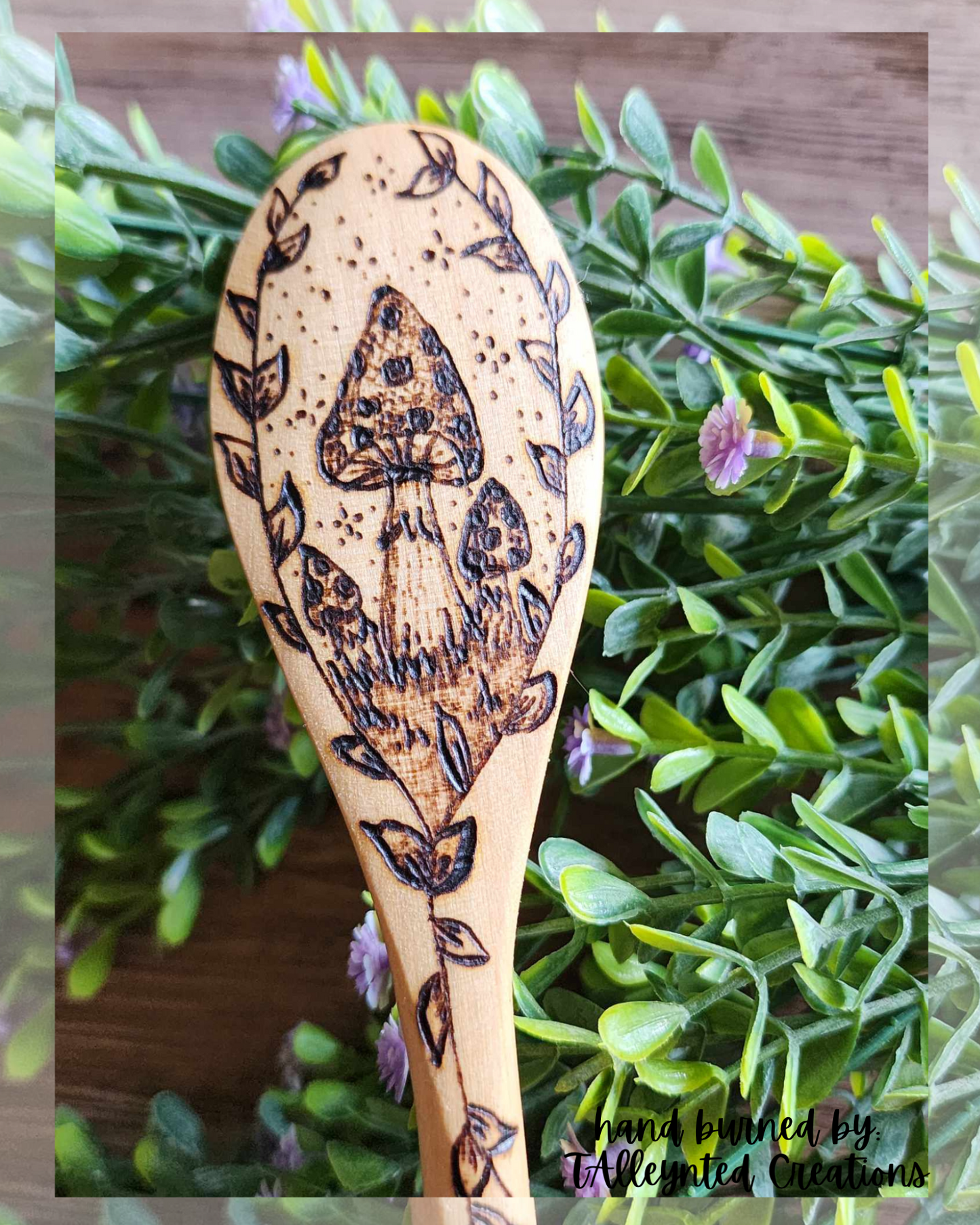 Hand burned wooden spoons "Food Save"