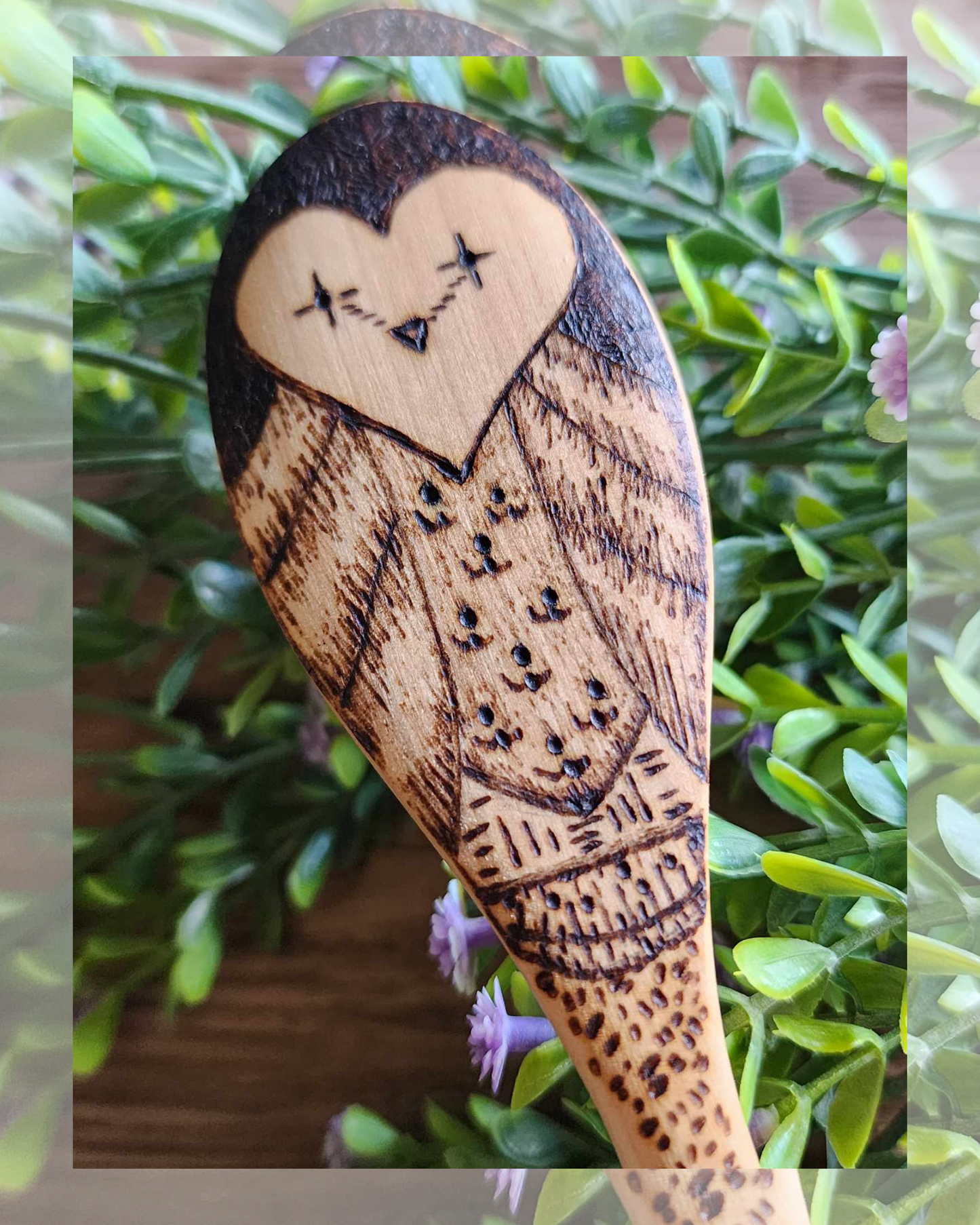 Hand burned wooden spoons "Food Save"