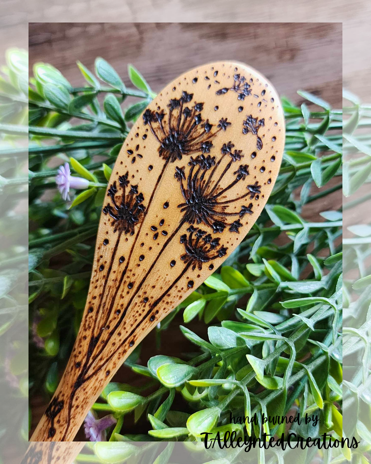 Hand burned wooden spoons "Food Save"