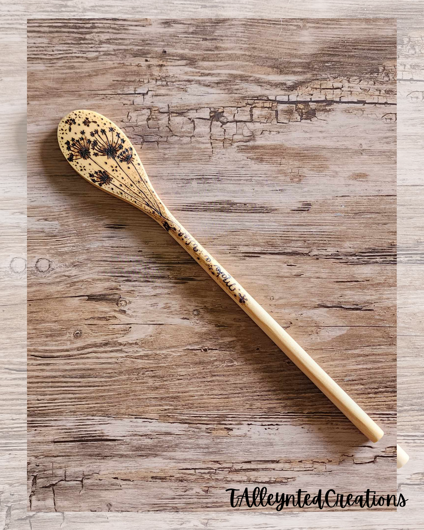 Hand burned wooden spoons "Food Save"