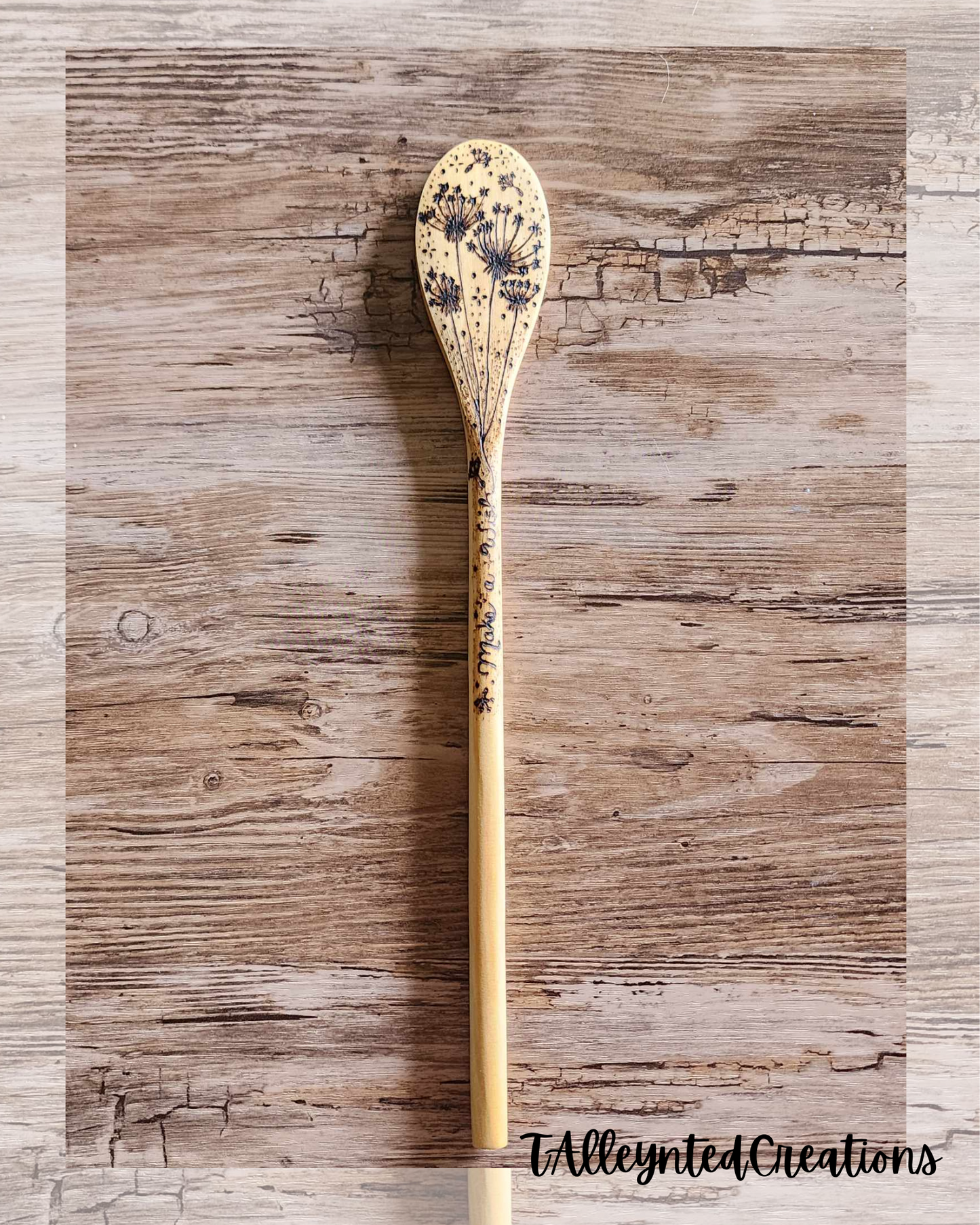 Hand burned wooden spoons "Food Save"