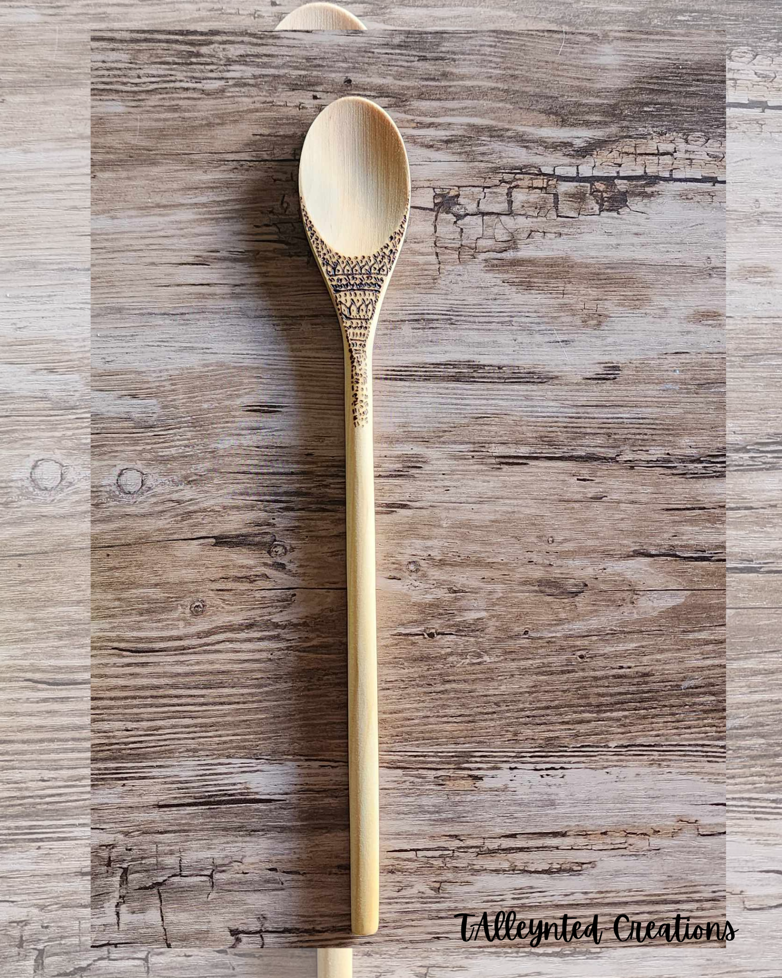 Hand burned wooden spoons "Food Save"