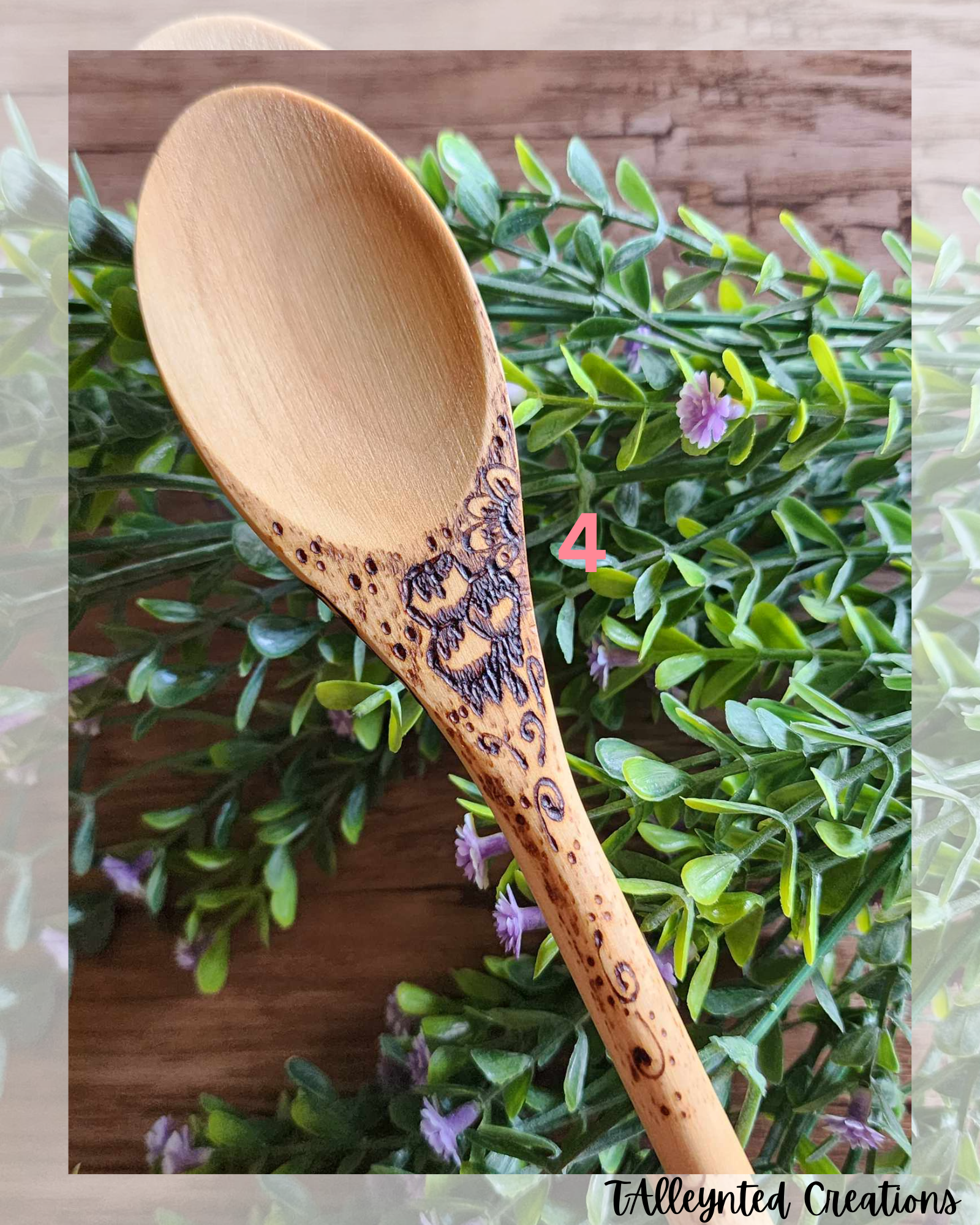 Hand burned wooden spoons "Food Save"