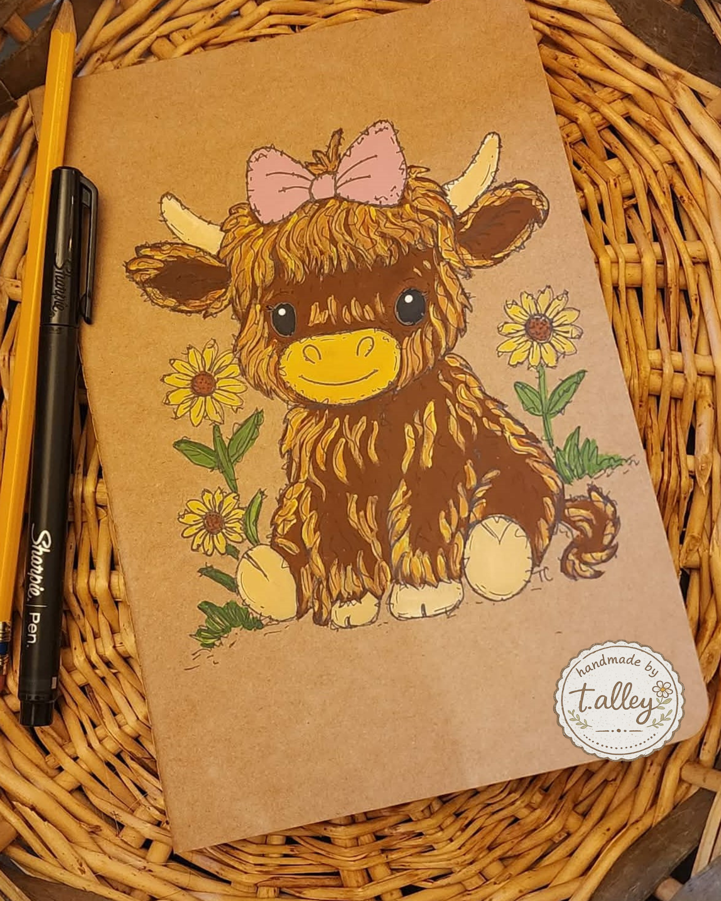 Sunny Mae Highland Calf Hand Painted Notebook