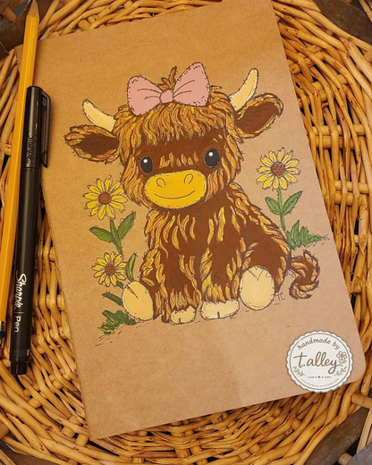 Sunny Mae Highland Calf Hand Painted Notebook