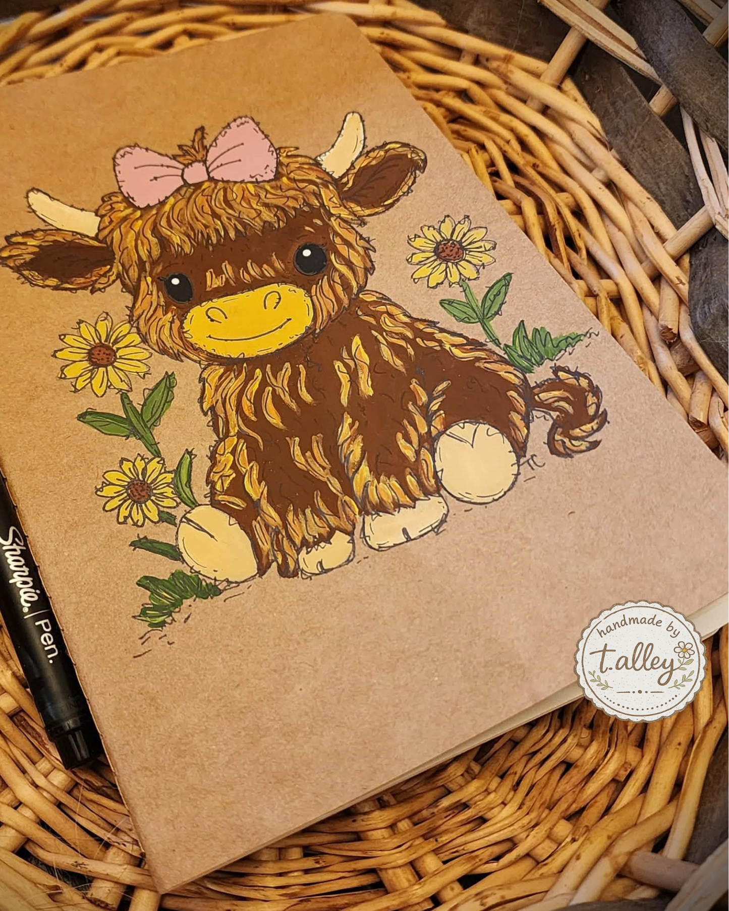 Sunny Mae Highland Calf Hand Painted Notebook