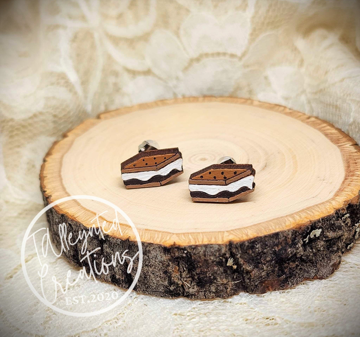 Best Friends Forever smore wood earrings