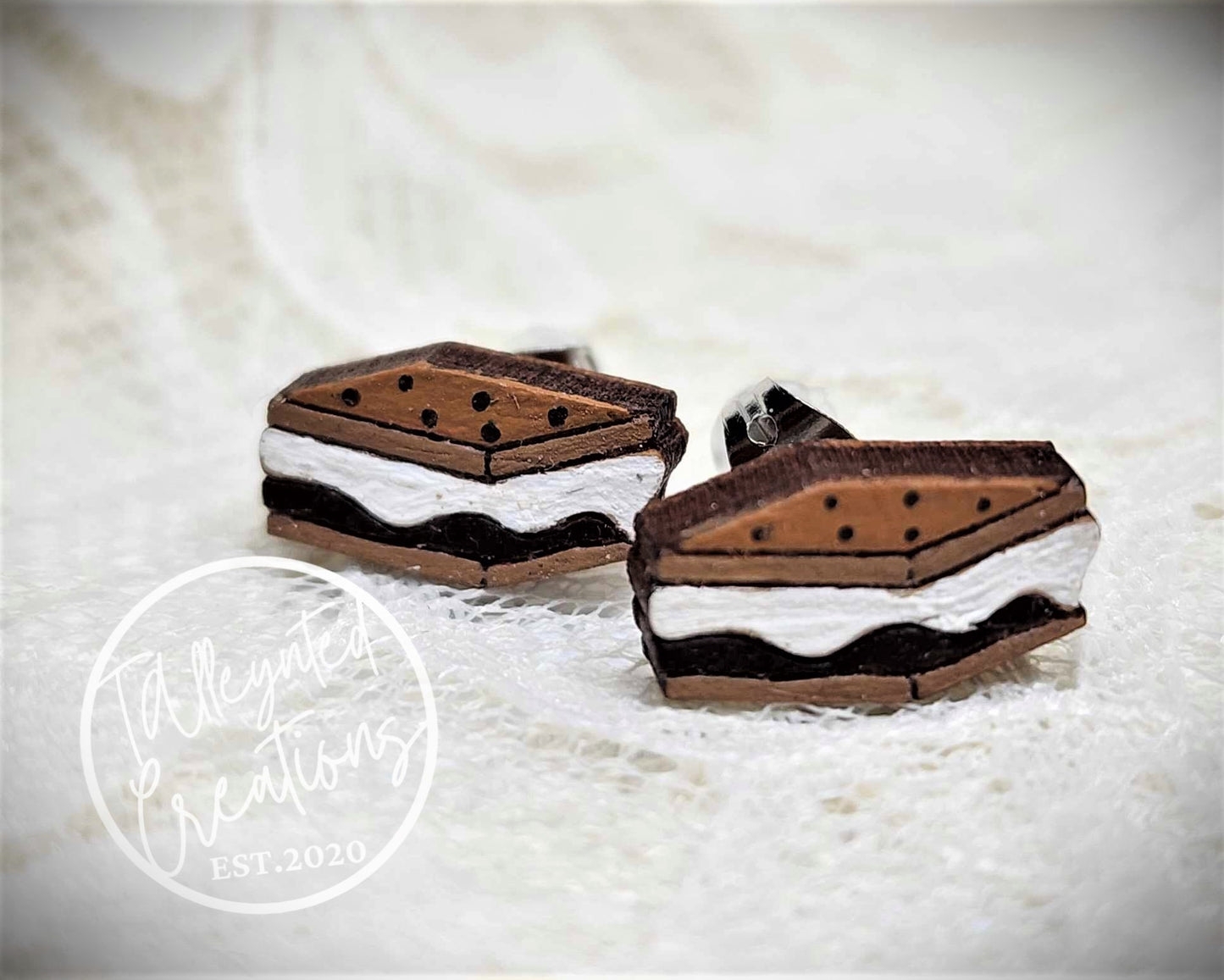 Best Friends Forever smore wood earrings