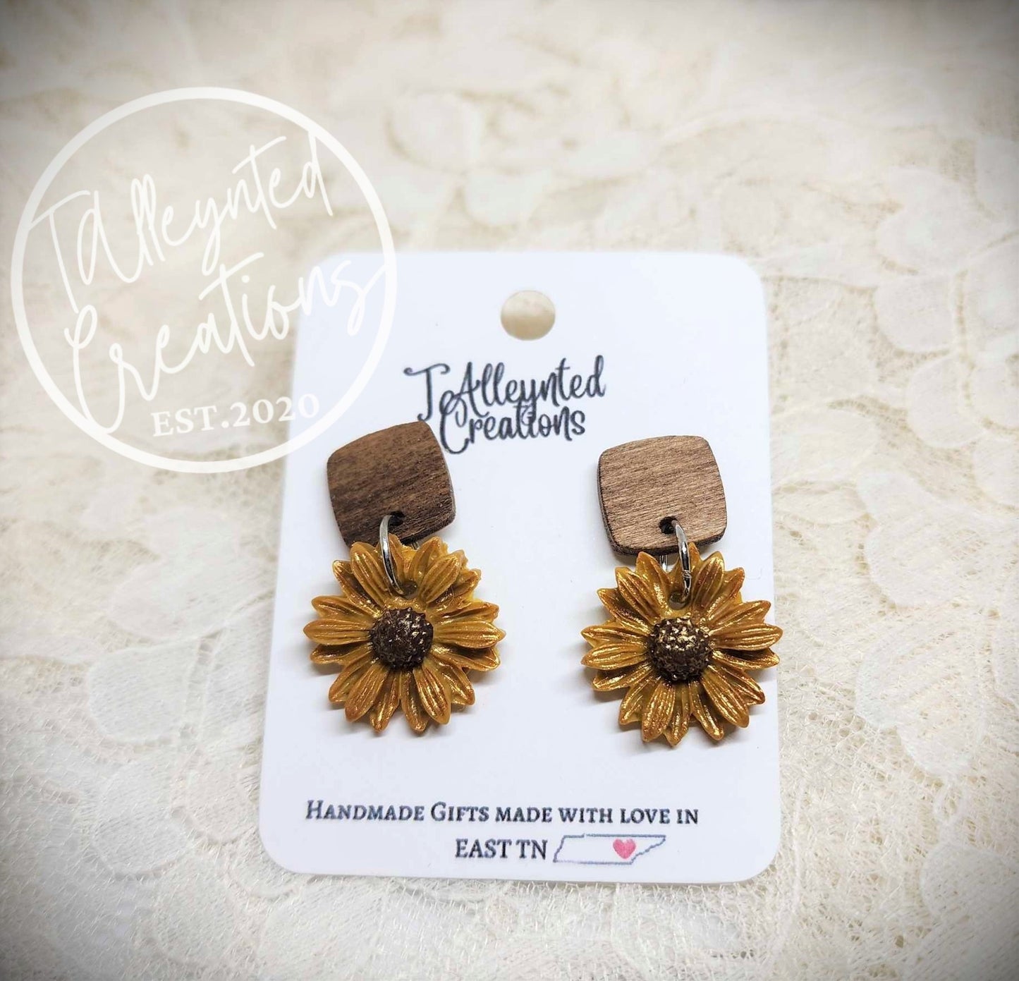 Flower wood stud Earrings