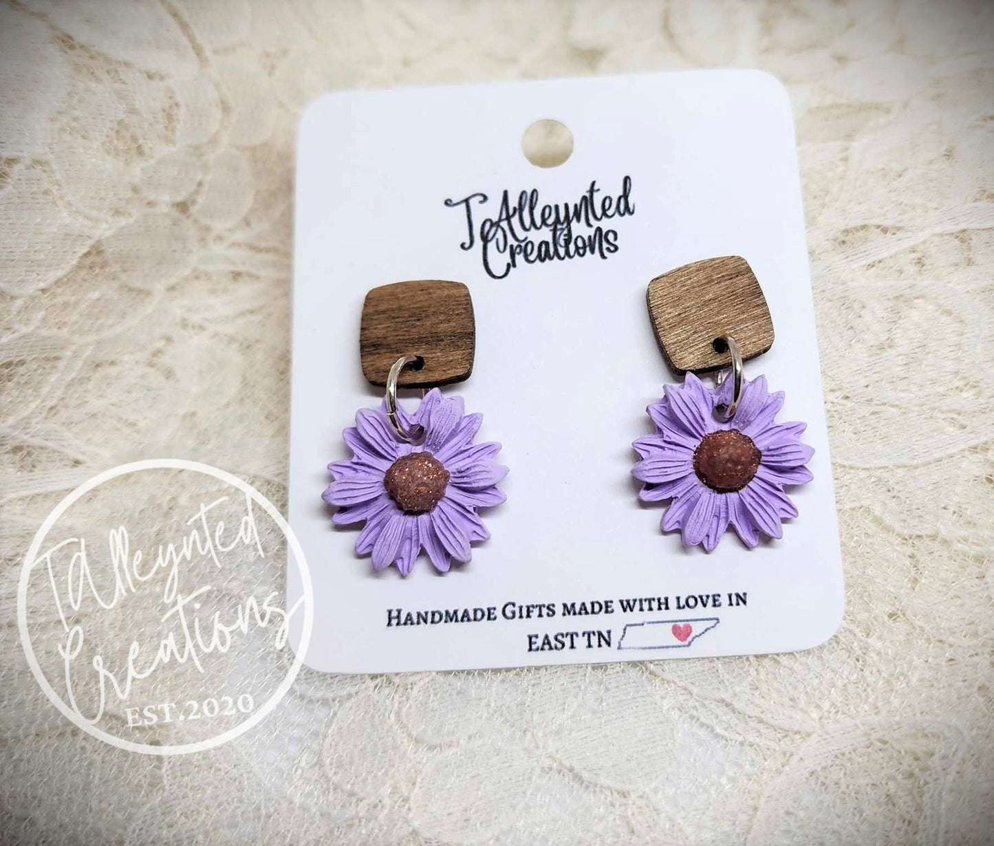 Flower wood stud Earrings