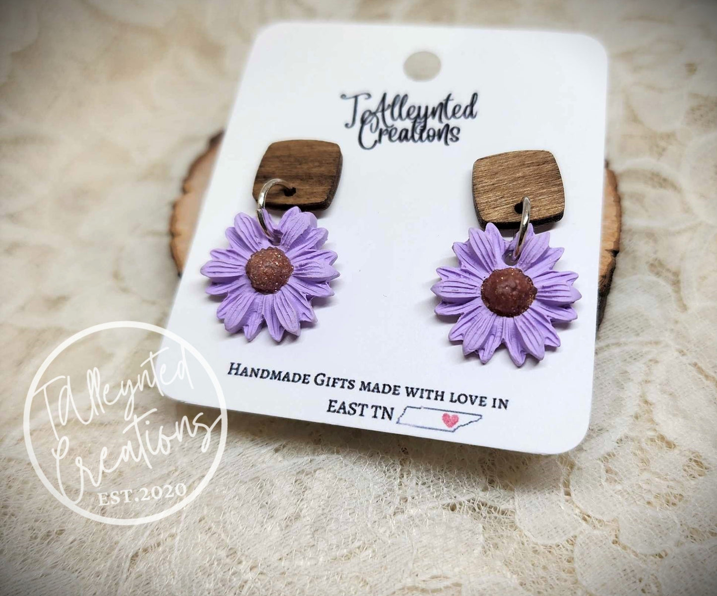 Flower wood stud Earrings