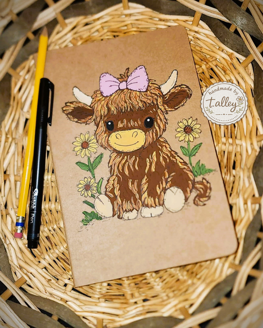 Sunny Mae Highland Calf Hand Painted Notebook