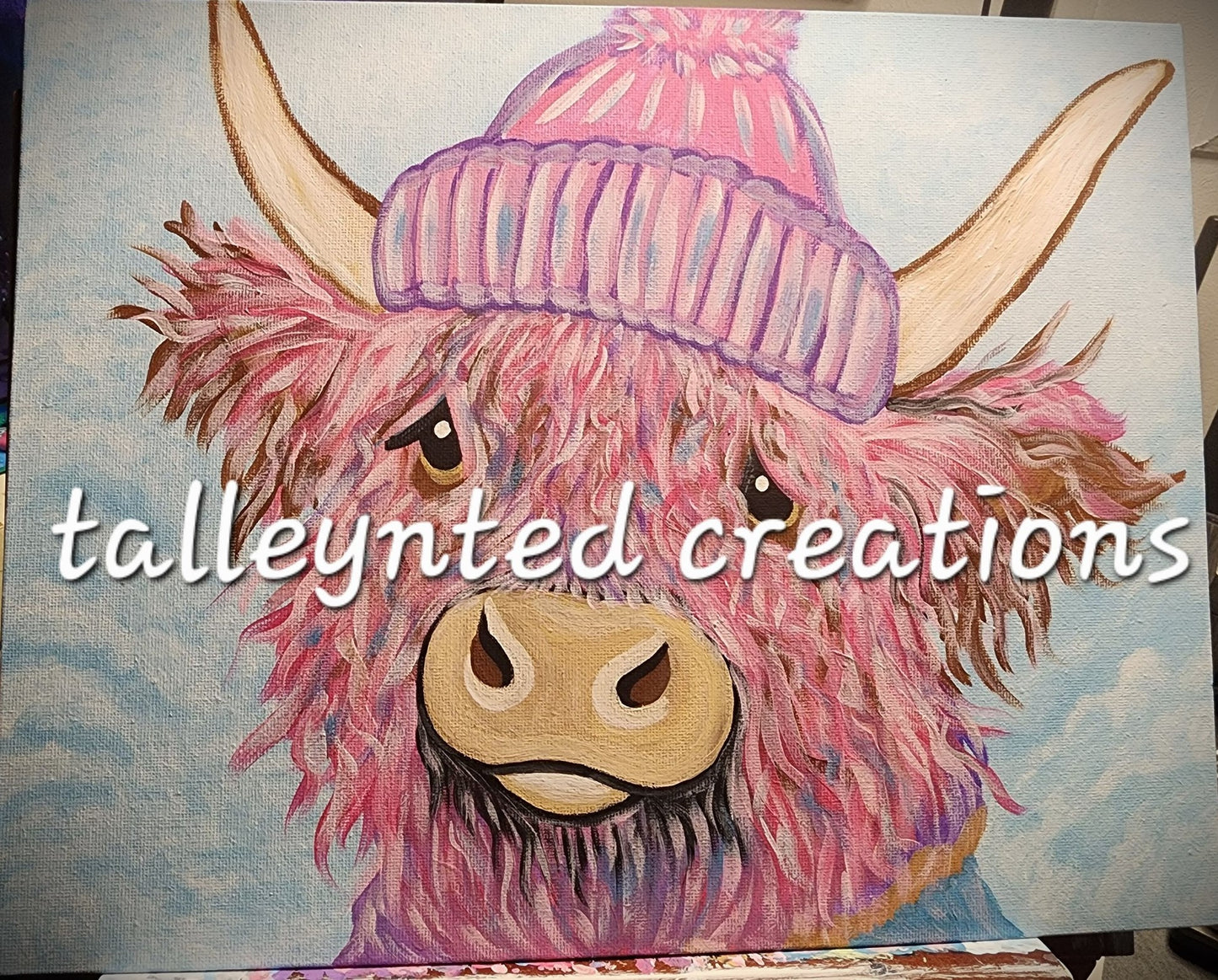 "Cozy in Color: Highland Cow in Winter"