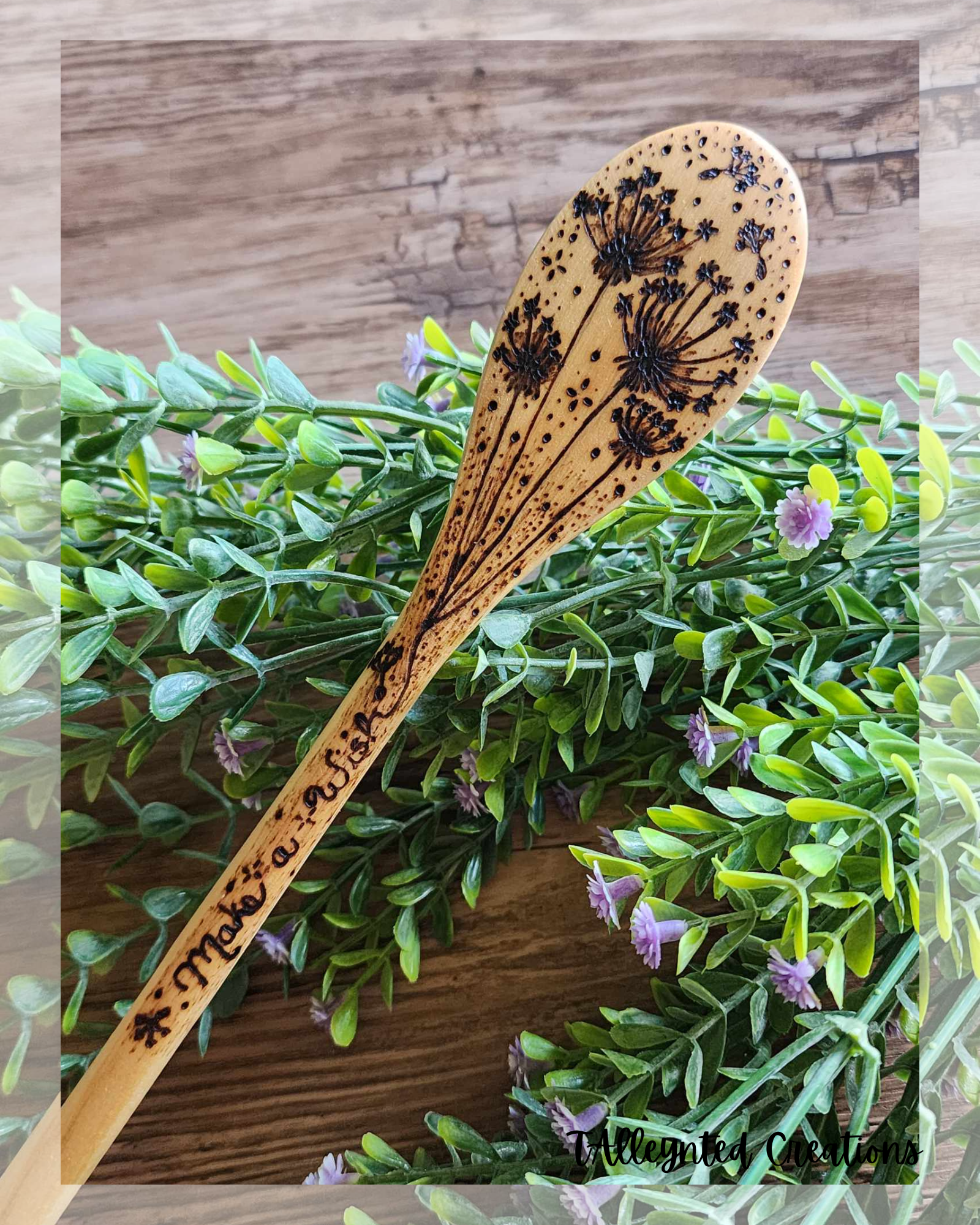Hand burned wooden spoons "Food Save"