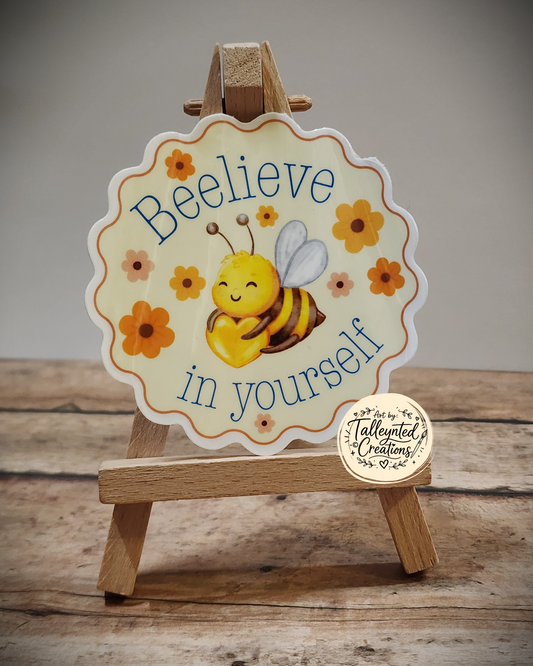 "Beelieve in yourself" wild honey bee sticker