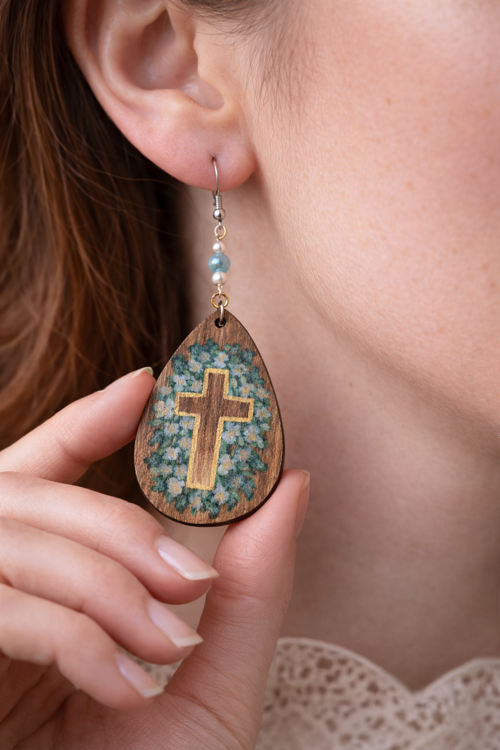 Faith in Bloom Hand-Painted Earrings