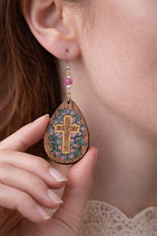 Faith in Bloom Hand-Painted Earrings