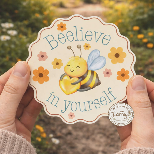"Beelieve in yourself" wild honey bee sticker