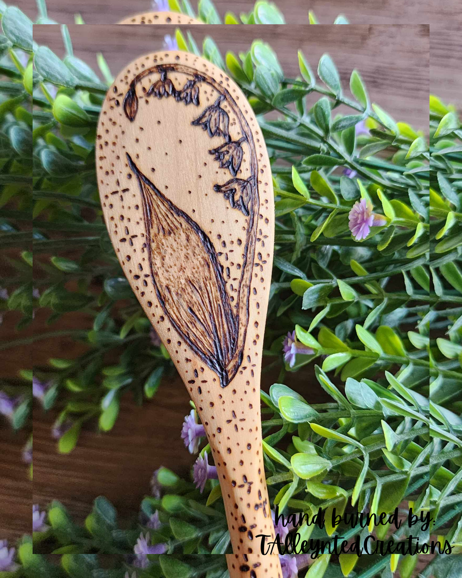 Hand burned wooden spoons "Food Save"