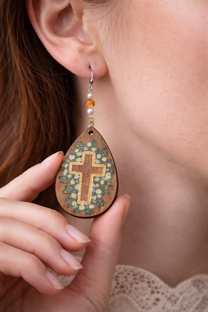 Faith in Bloom Hand-Painted Earrings